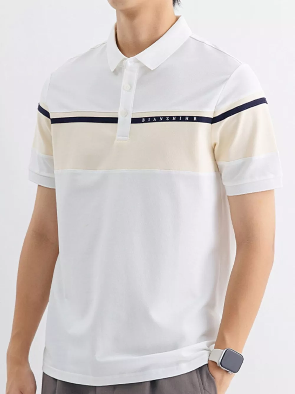 Men's Plus Size Color Block Polo Shirt, image 3