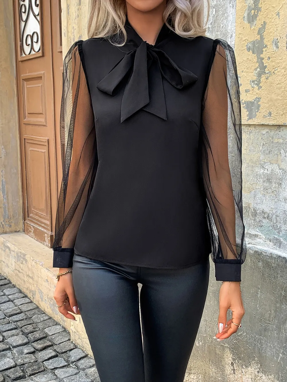 Tie Neck Long Sleeve Blouse, image 5