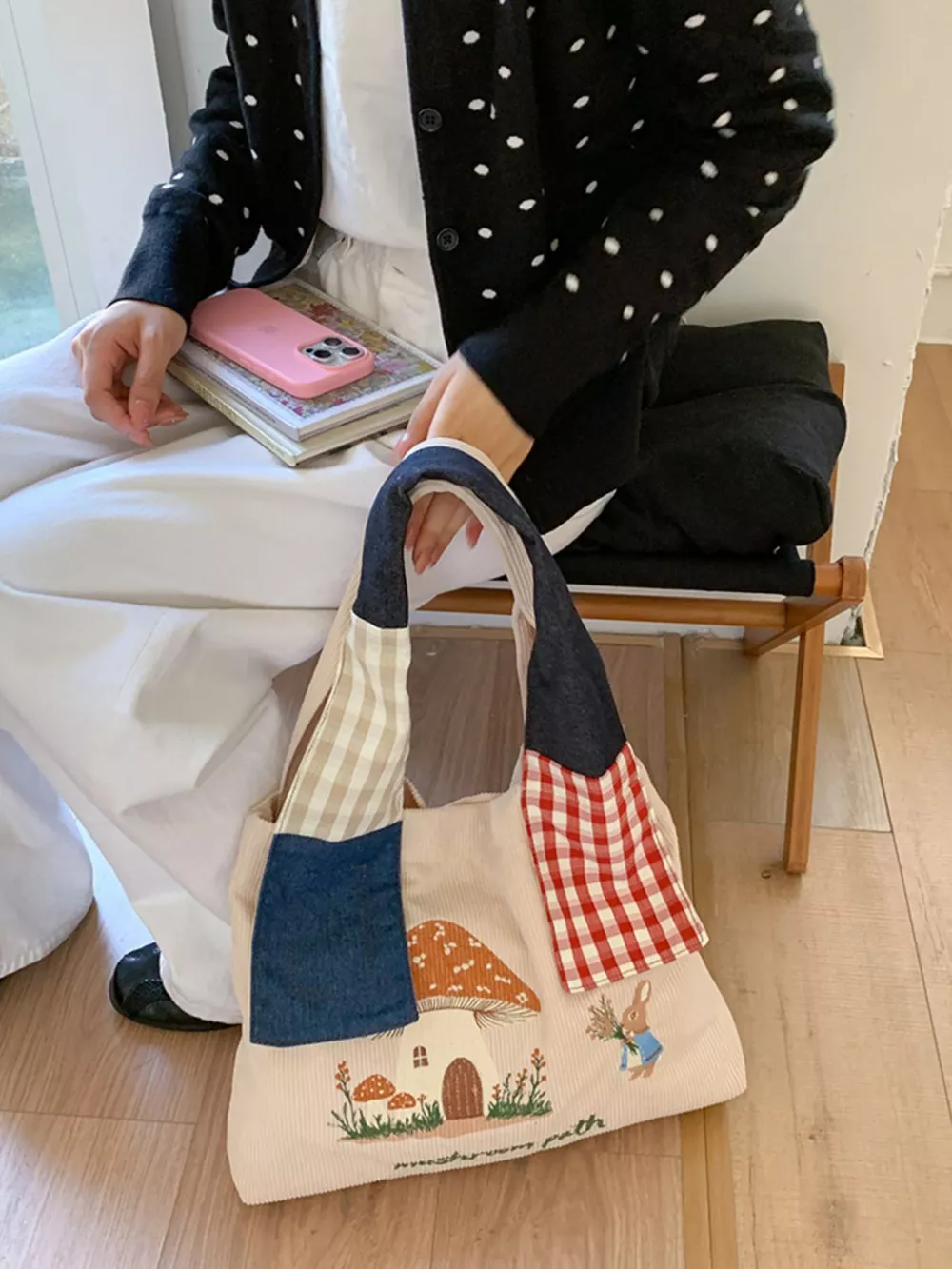 Mushroom Corduroy Tote Bag, image 15