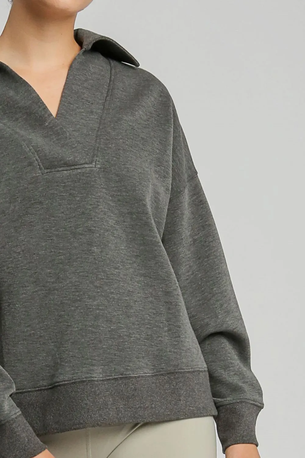 Johnny Collar Dropped Shoulder Sweatshirt, image 3