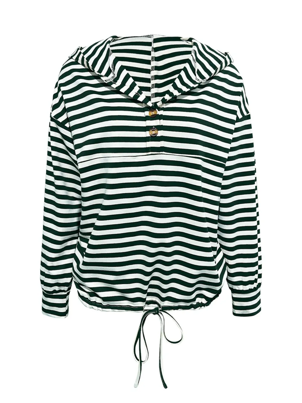 Drawstring Striped Long Sleeve Hoodie, image 3