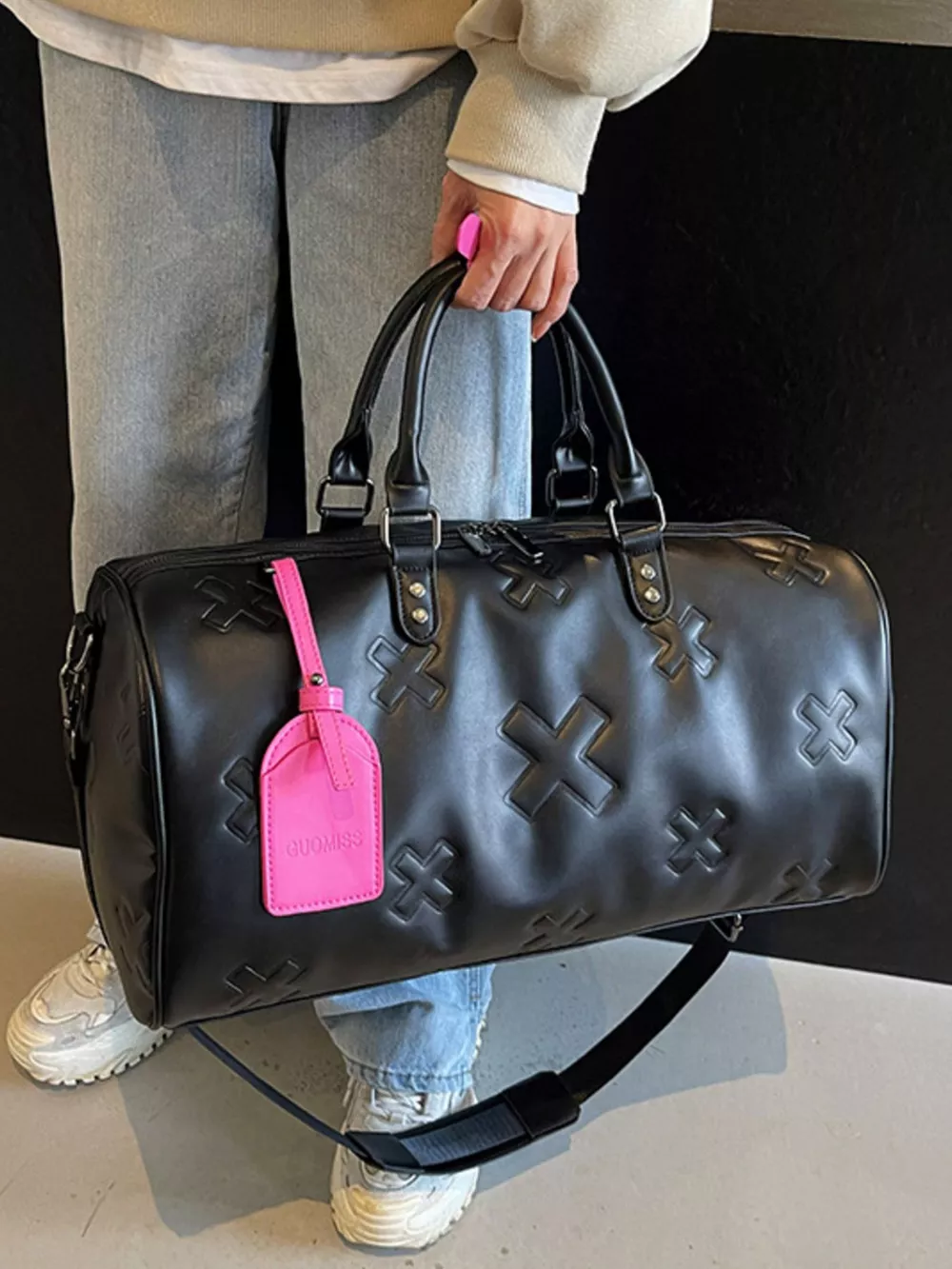 Embossed Cross Pattern Travel Duffel Bag, image 2