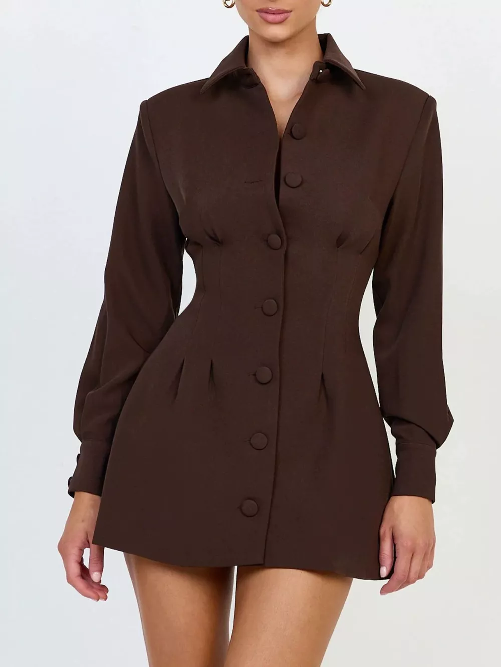 Corset-Style Button-Down Blazer Dress, image 2