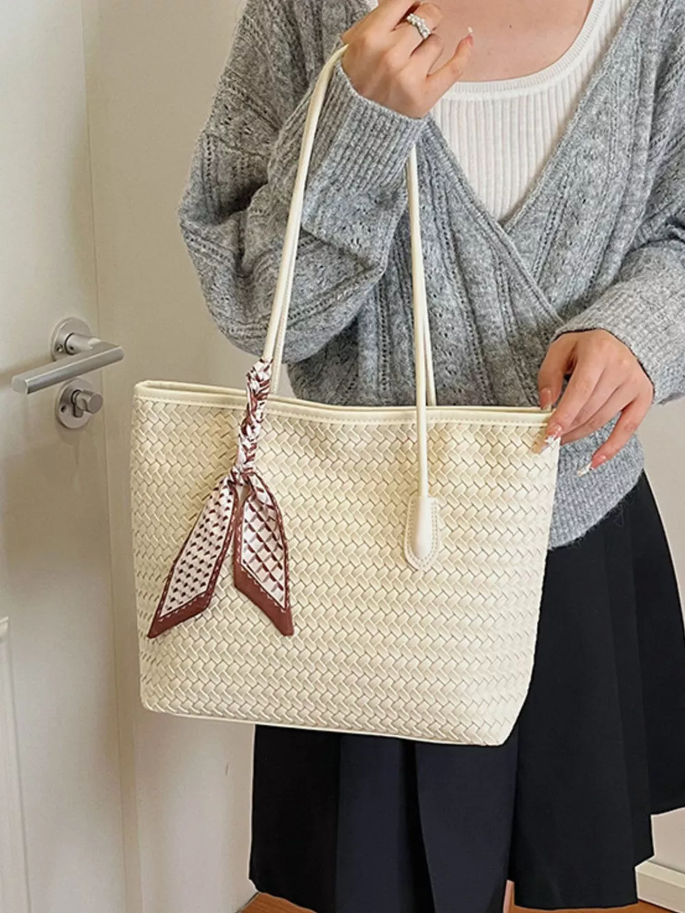 Woven Leather Shoulder Bag, image 4