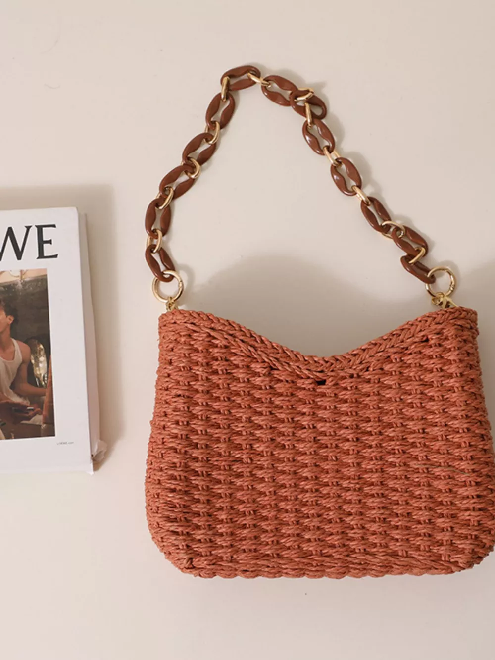 Woven Straw Shoulder Bag, image 3