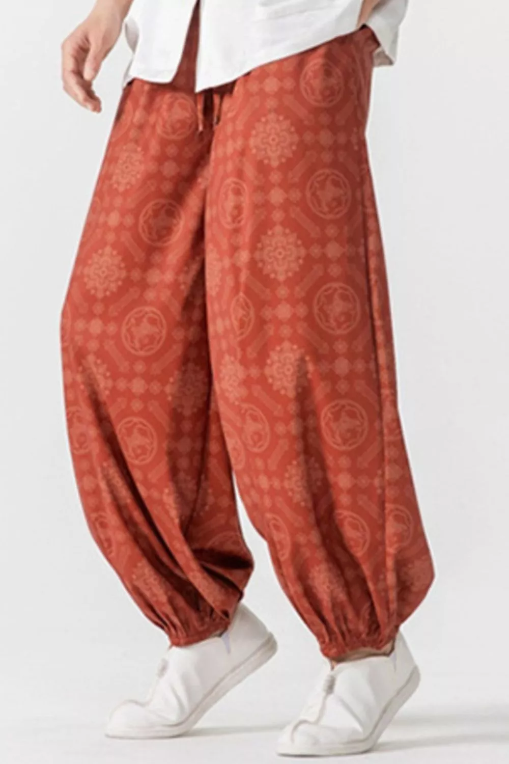 Men's Plus Size Printed Loose Fit Harem Pants, image 3