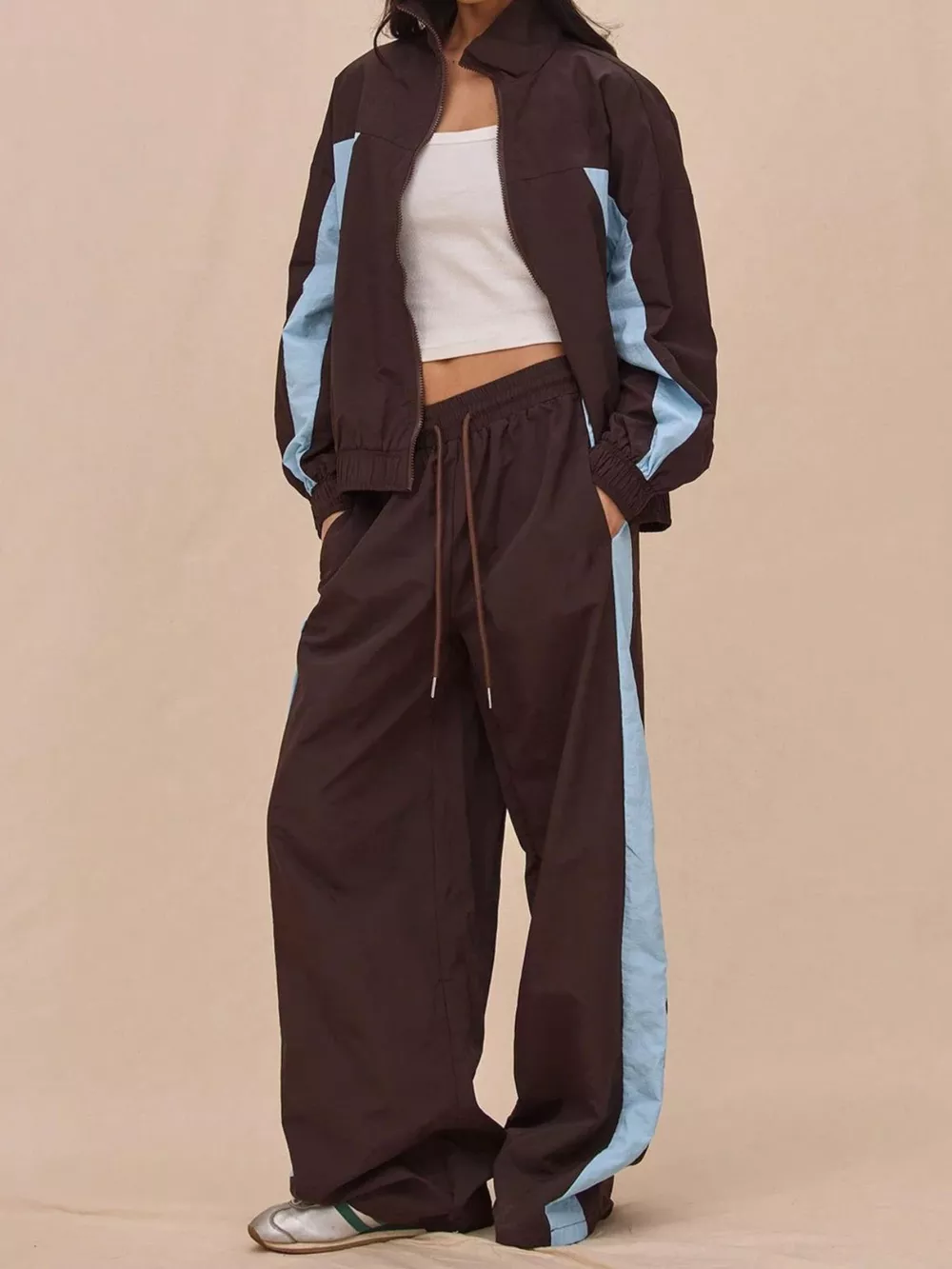 Color-Block Tracksuit and Wide-Leg Pants Set, image 8
