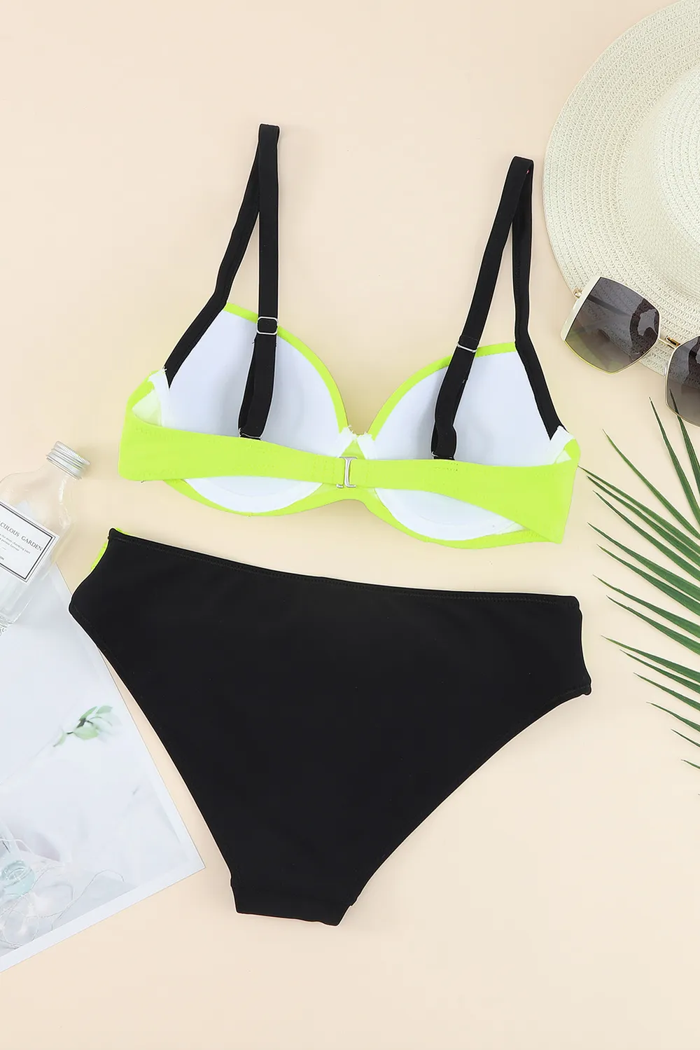 Contrast Sweetheart Neck Bikini Set, image 3