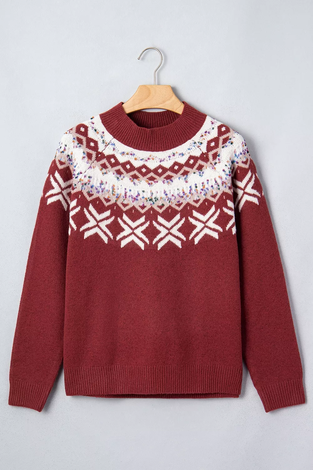 Christmas Theme Geometric Pattern Knit Round Neck Shift Sweater, image 6