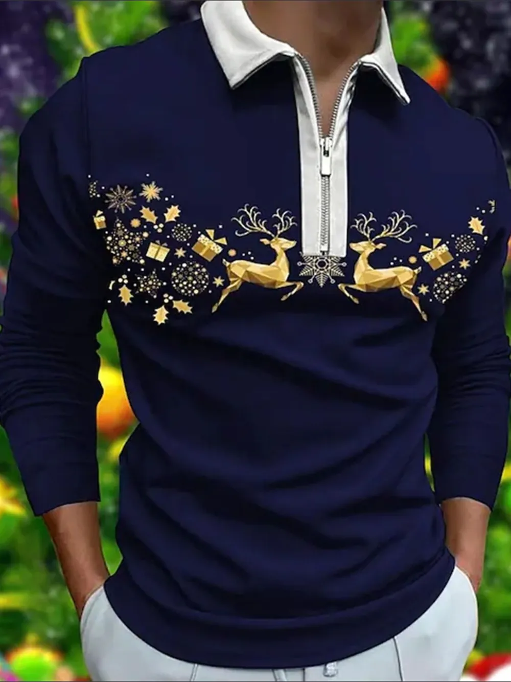 Men's Full Size Collared Neck Long Sleeve Plus Size, image 4