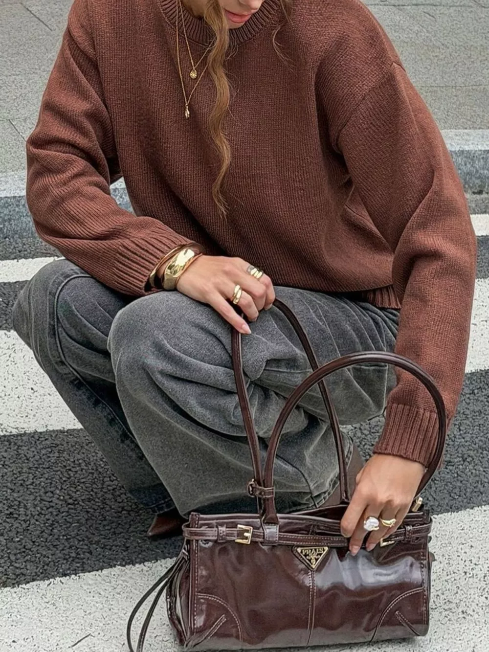 Crew Neck Ribbed Hem Sweater, image 4