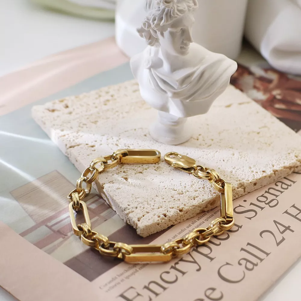 18K Gold-Plated Chunky Gold Chain Link Bracelet, image 3