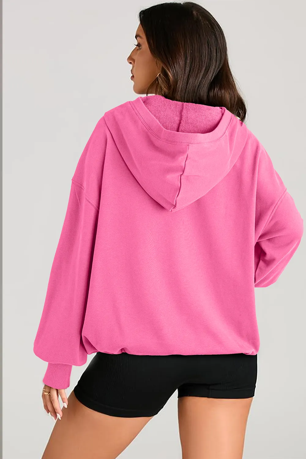 Pocketed Half Zip Long Sleeve Hoodie, image 7