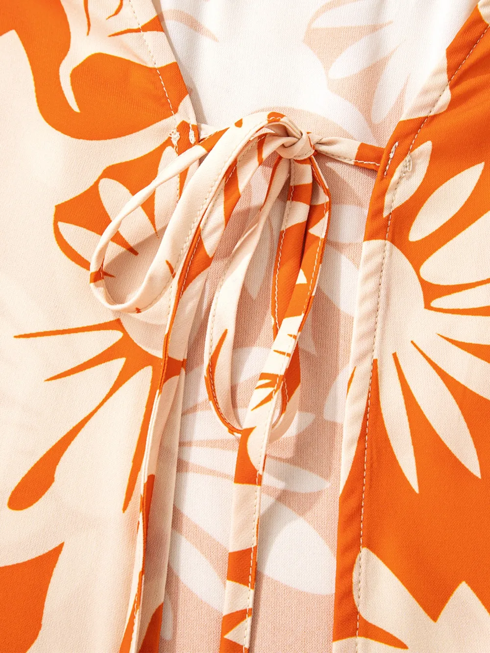 Printed Tie Back Balloon Sleeve Blouse, image 4