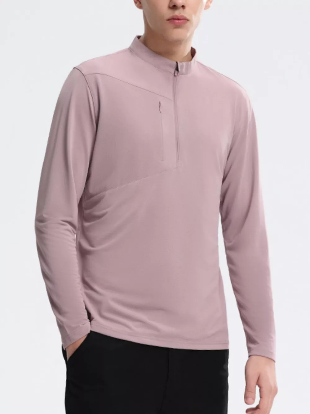 Men's Plus Size Slim Fit Quarter-Zip Sweatshirt, image 2