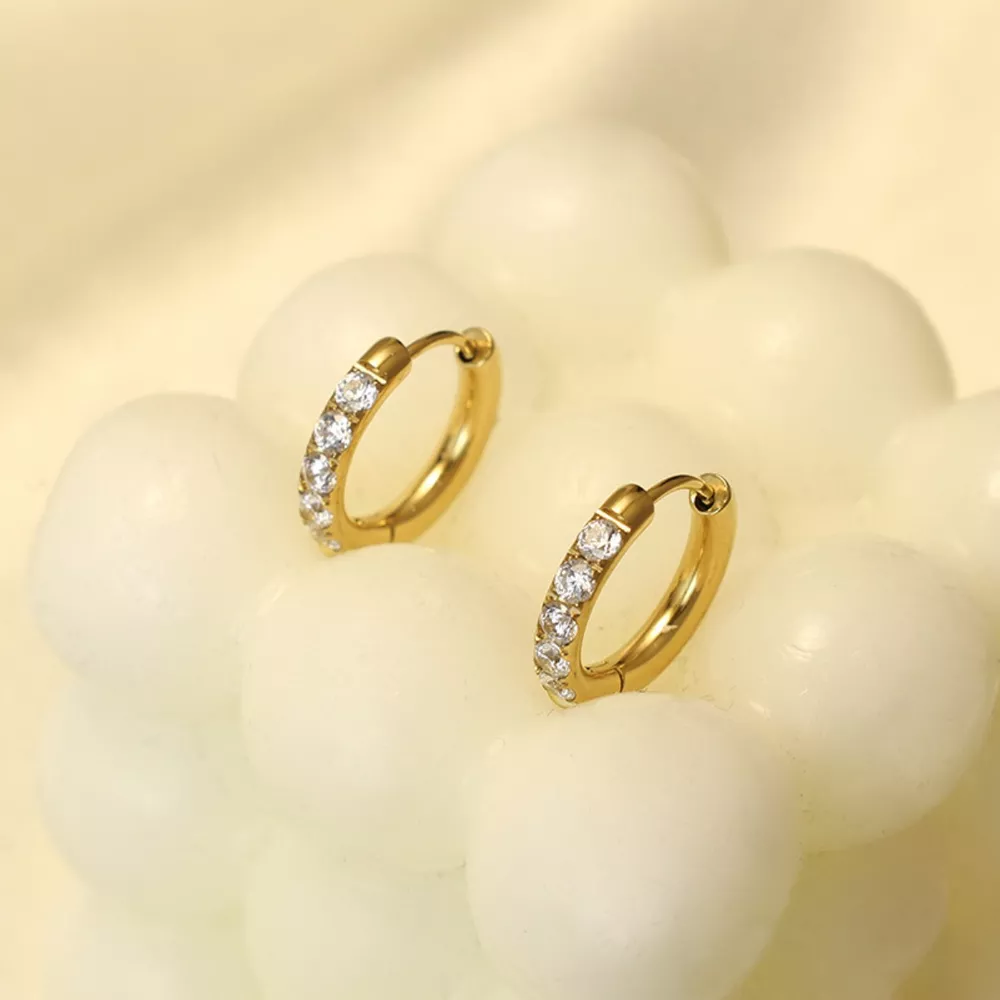 18K Gold-Plated Zircon Hoop Earrings, image 2