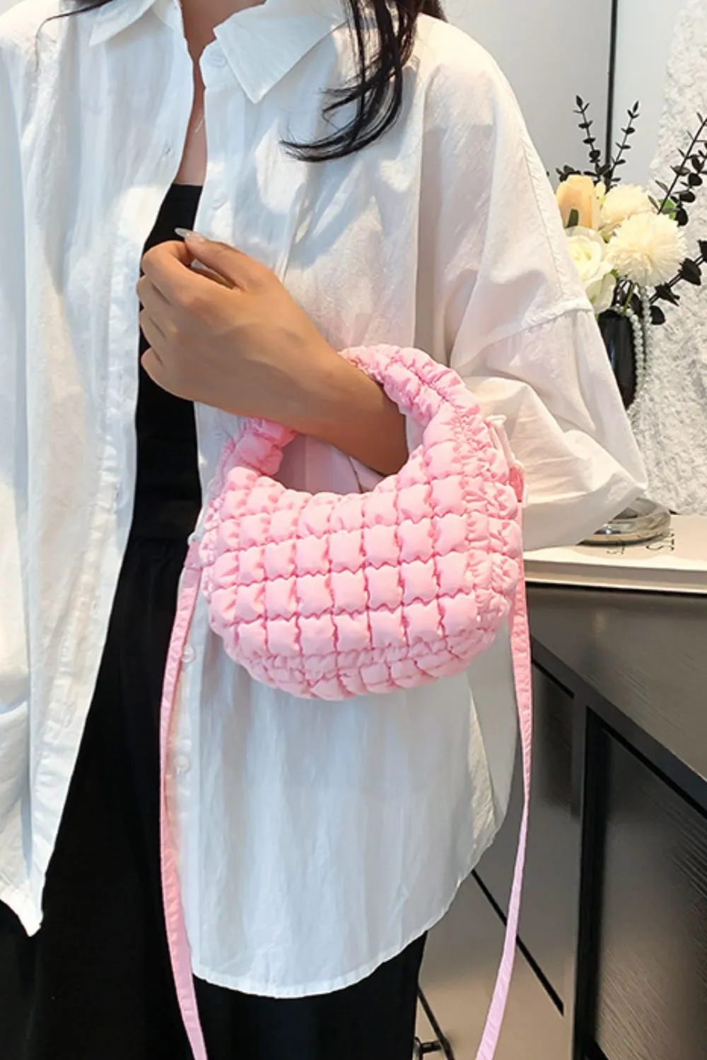 Quilted Puffy Removable Strap Crossbody Bag, image 15