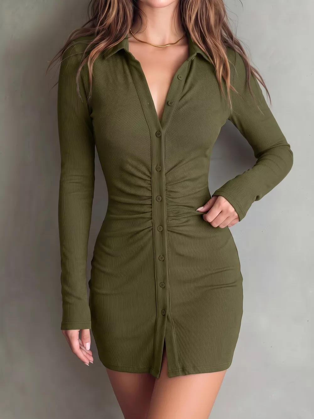 Button-Down Bodycon Mini Dress, image 8