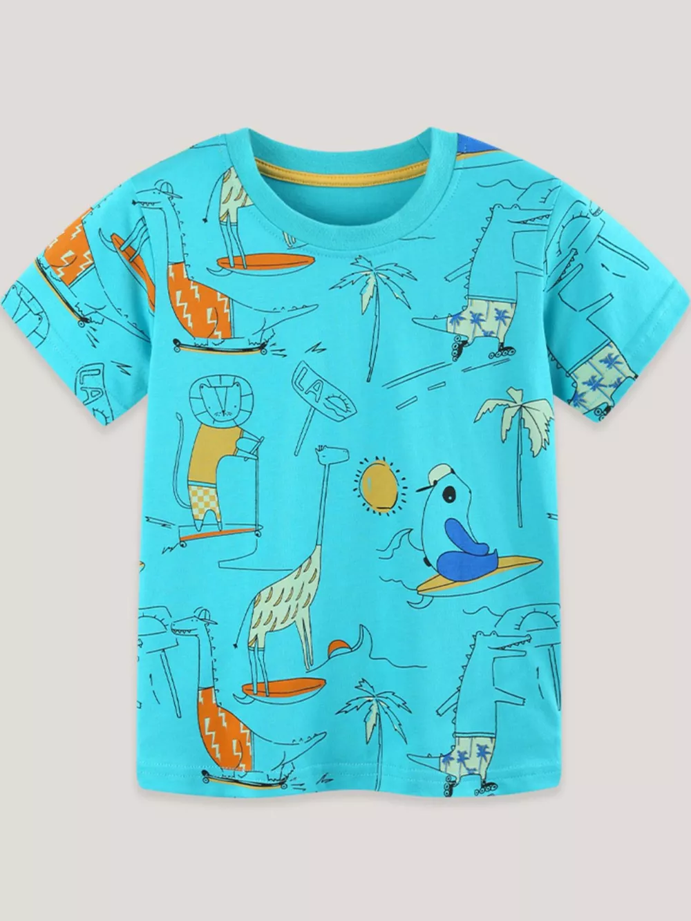 Children's Cartoon Print Crew Neck Short Sleeve Tee, image 2