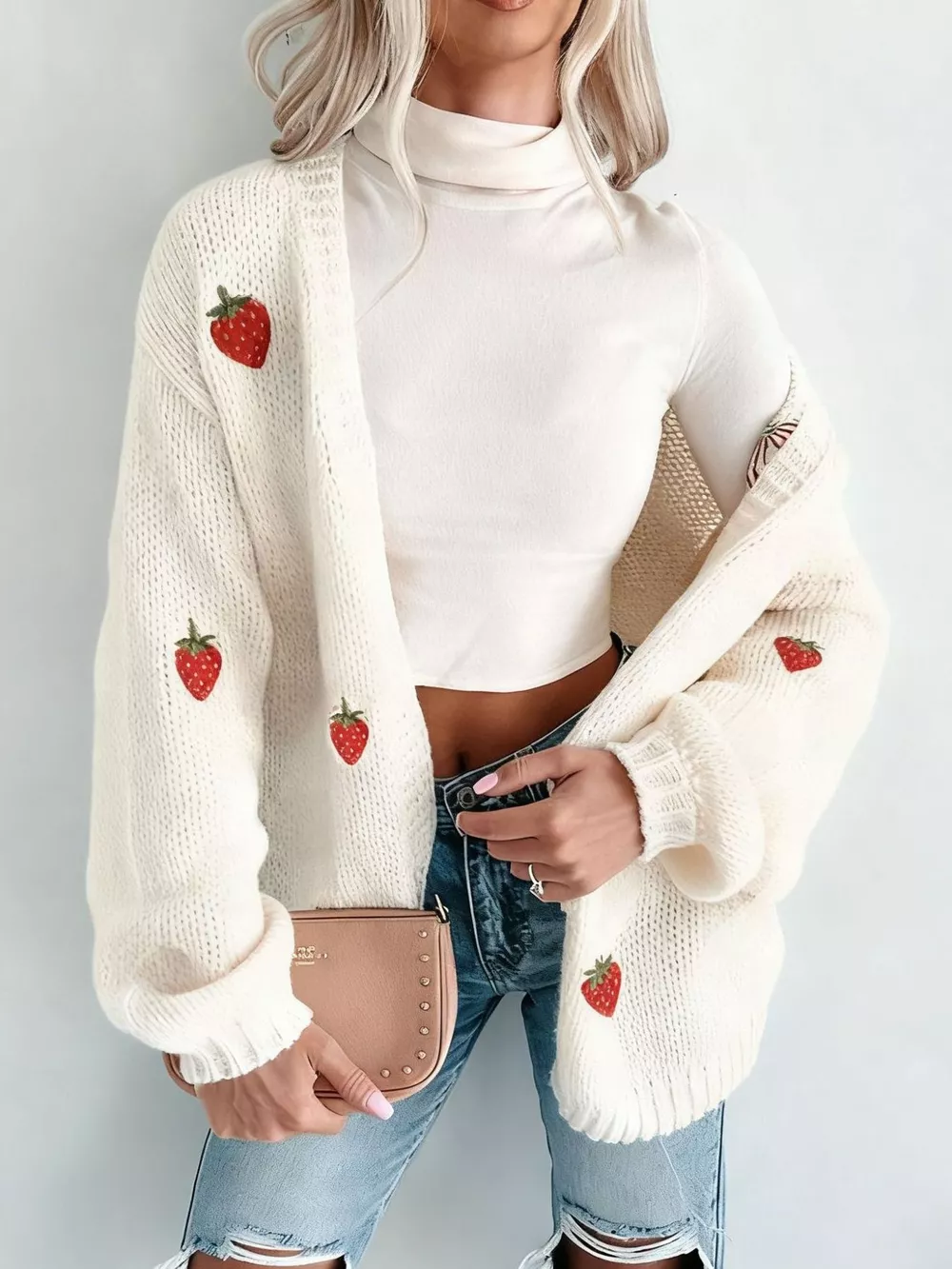 Embroidered Button Up Cardigan, image 3