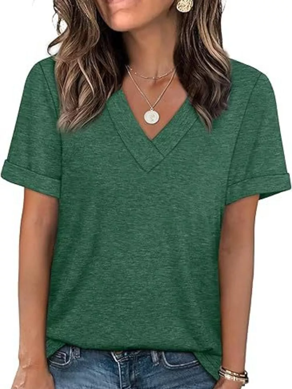 Casual V-Neck Short Sleeve T-Shirt, image 7