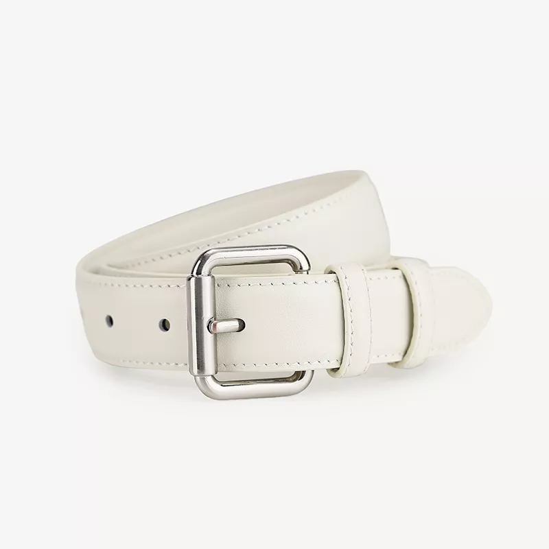 Classic Leather Belt with Buckle, image 2