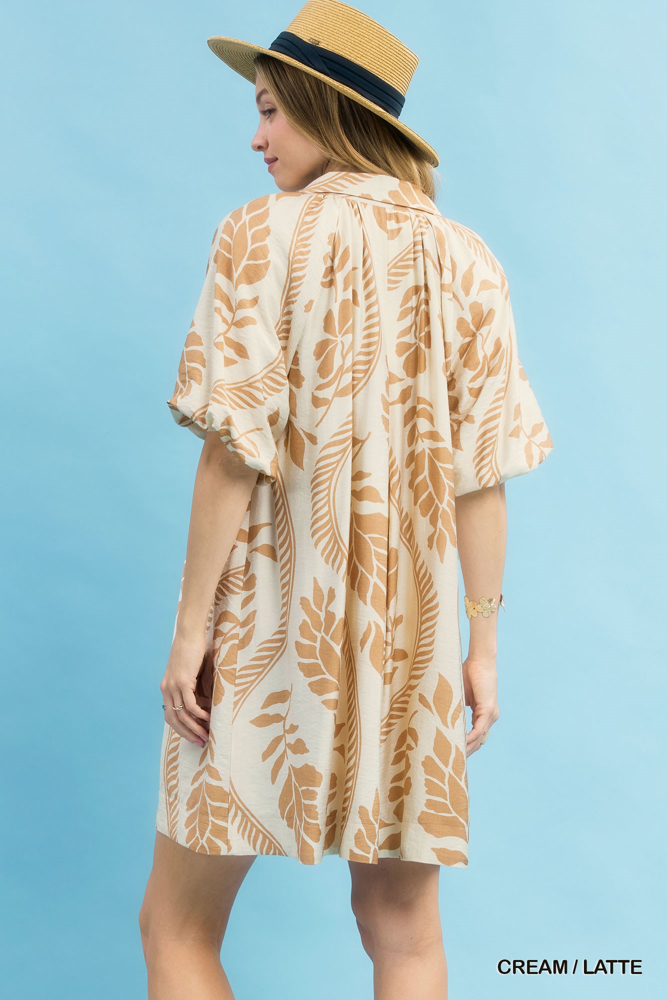 Leafy Ogee Print Mini Dress, image 3
