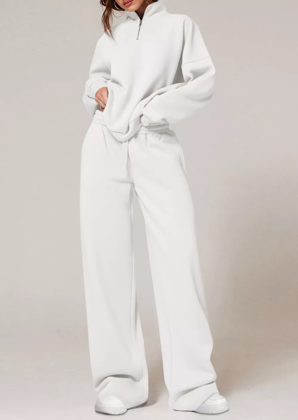 Half-Zip Sweatshirt and Wide-Leg Sweatpants Set, image 17