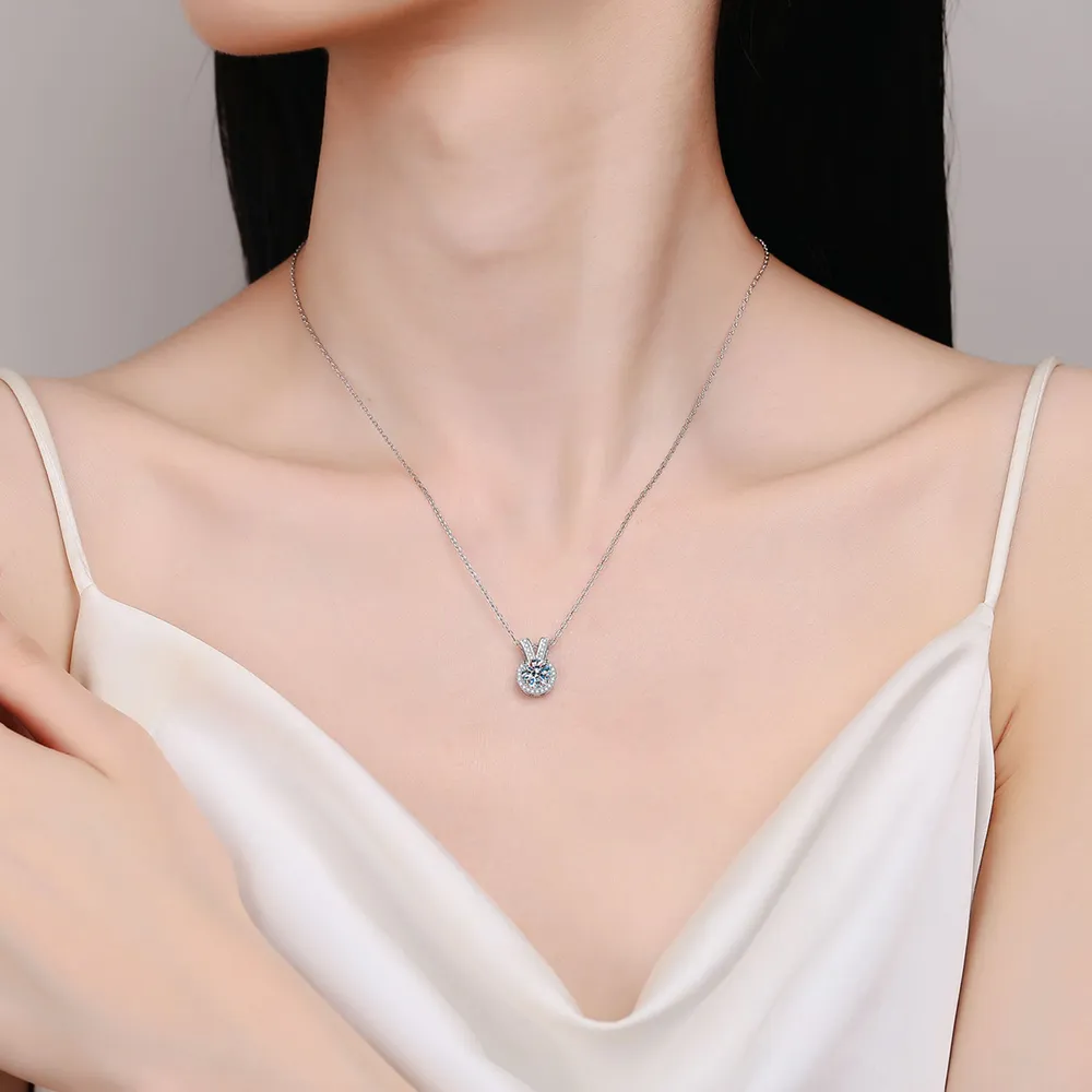 1 Carat Moissanite Rabbit Ears Shape Pendant Necklace, image 5