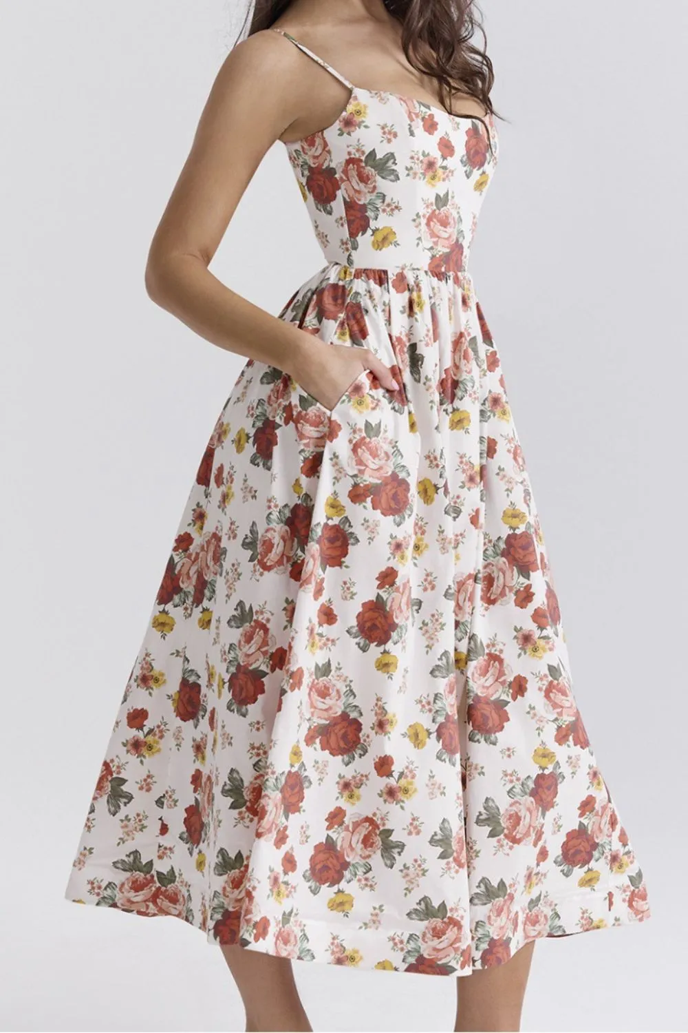 Floral Print Spaghetti Strap Midi Dress, image 6