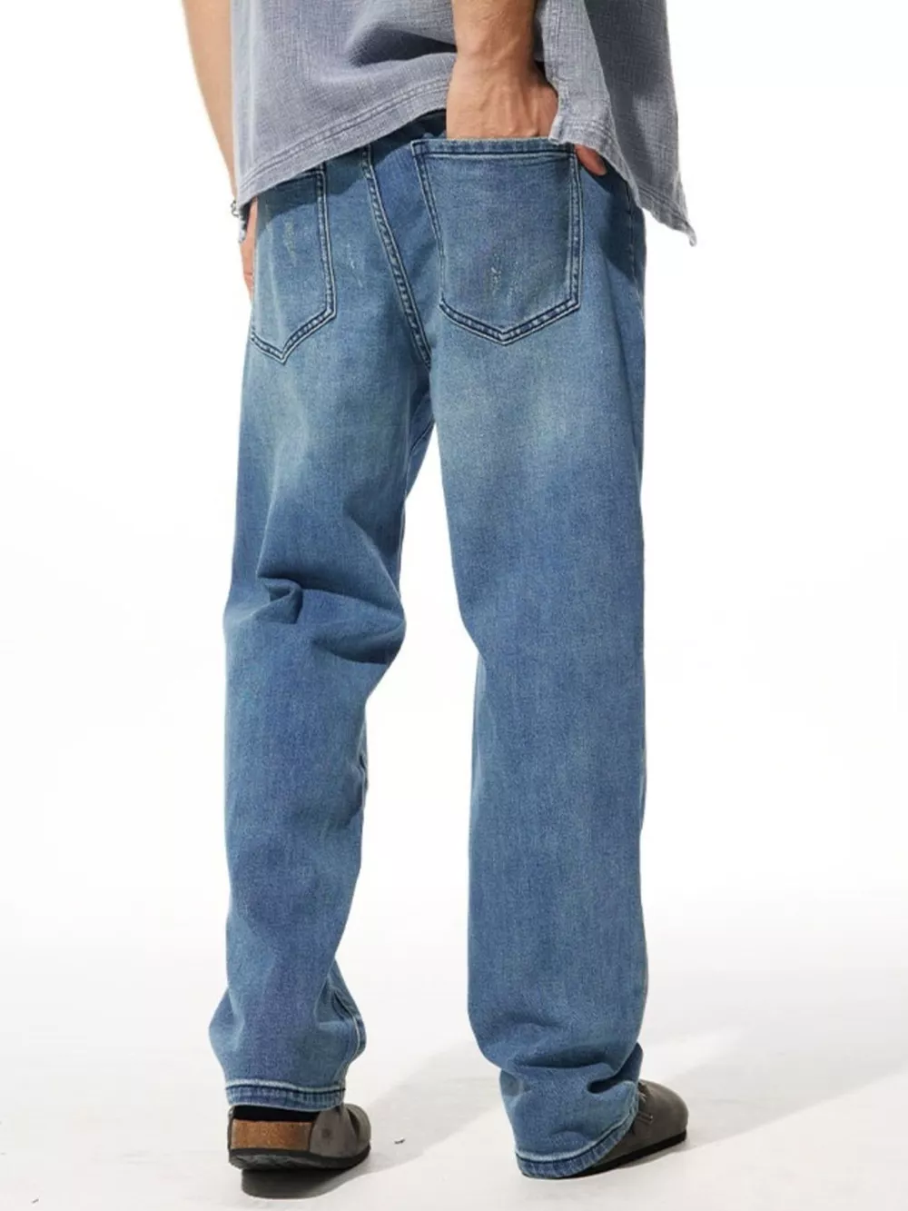 Men's Washed Wide Leg Jeans, image 5