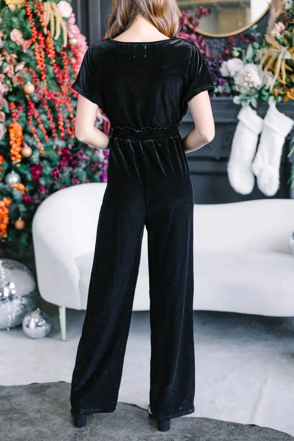 Drawstring Surplice Short Sleeve Jumpsuit, image 4