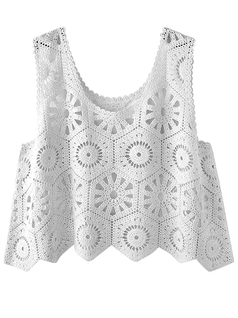 Openwork Round Neck Knit Vest, image 7