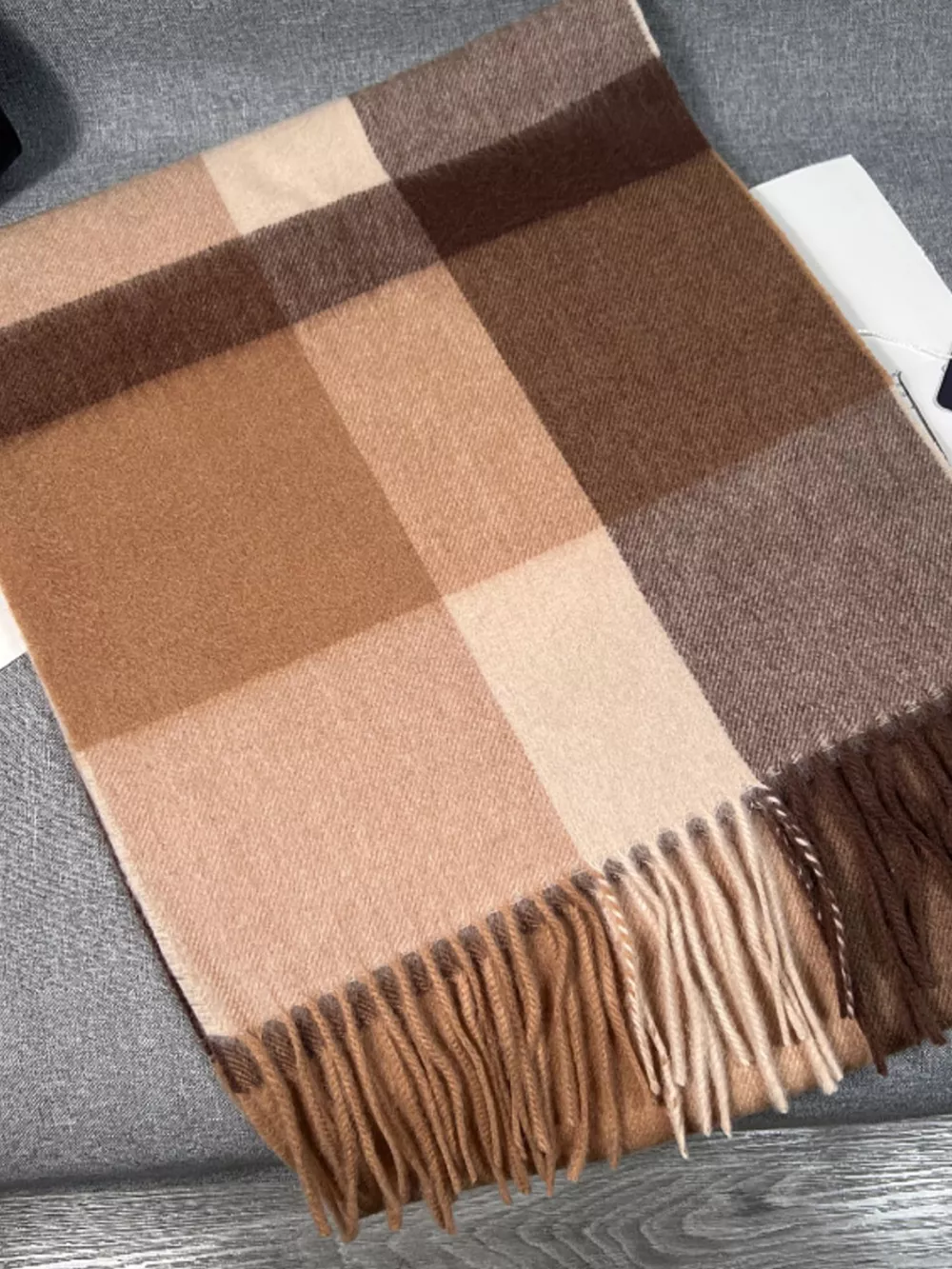 Plaid Scarf with Fringe, image 8
