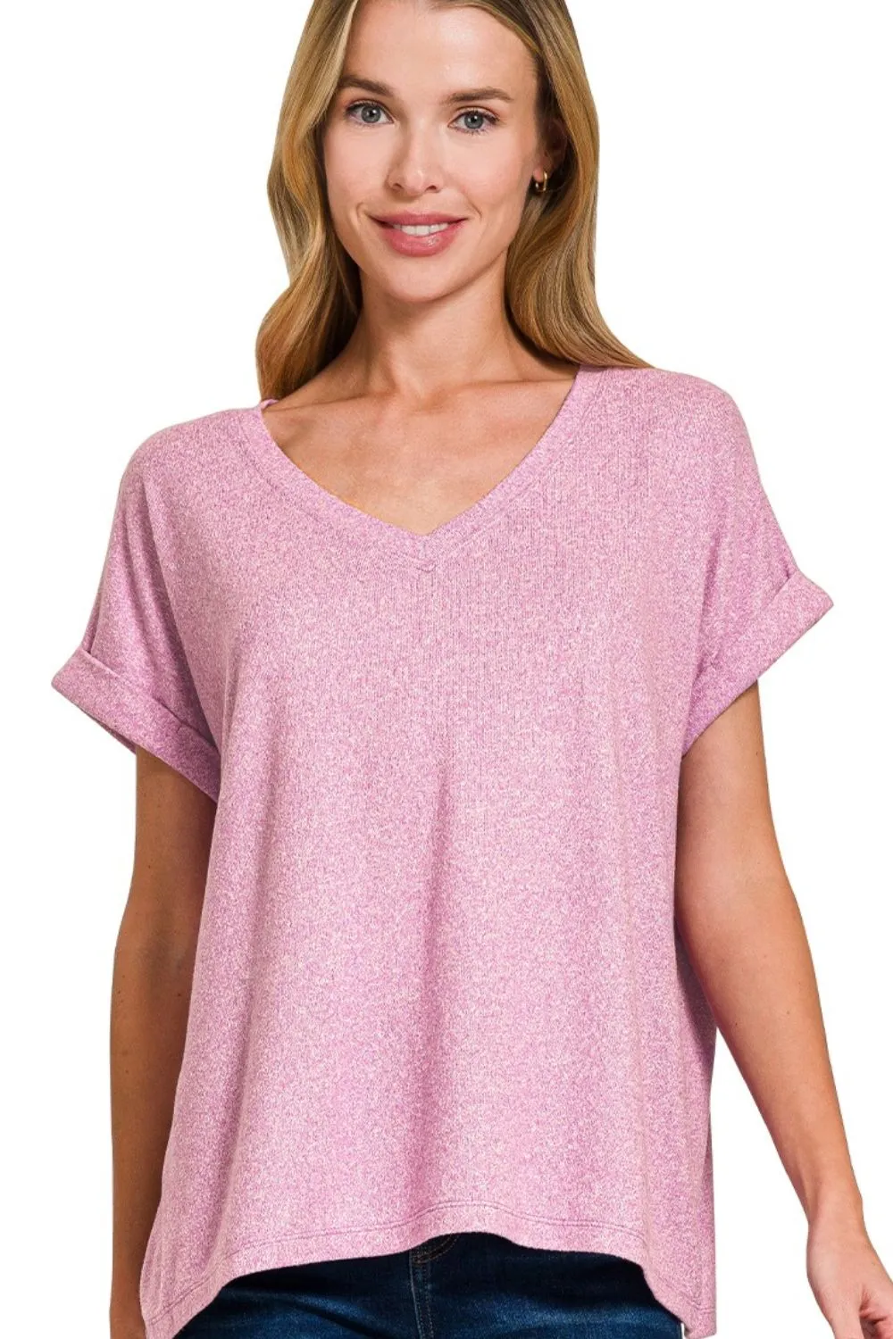 Soft Melange Hacci V-neck Tee