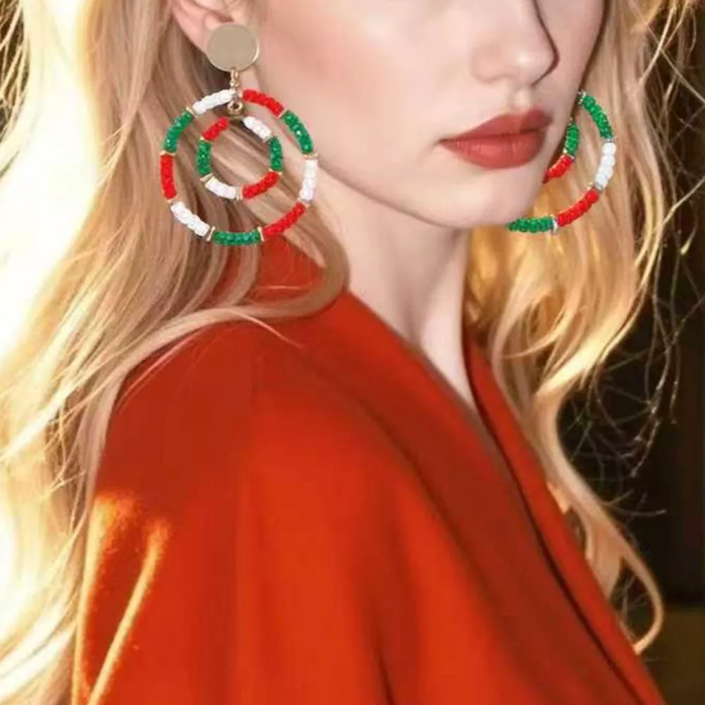 Christmas Beaded Hoop Earrings, image 3