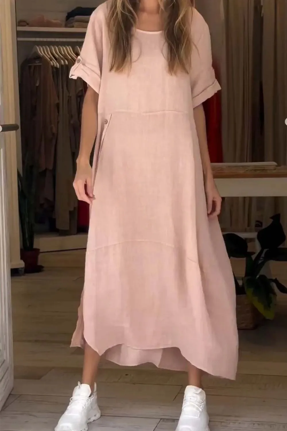 Full Size Relaxed Fit Short Sleeves Dress Plus Size, image 8