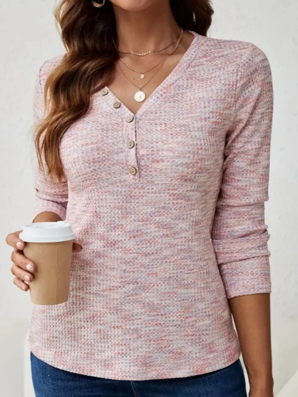 V-Neck Long Sleeve T-Shirt, image 6