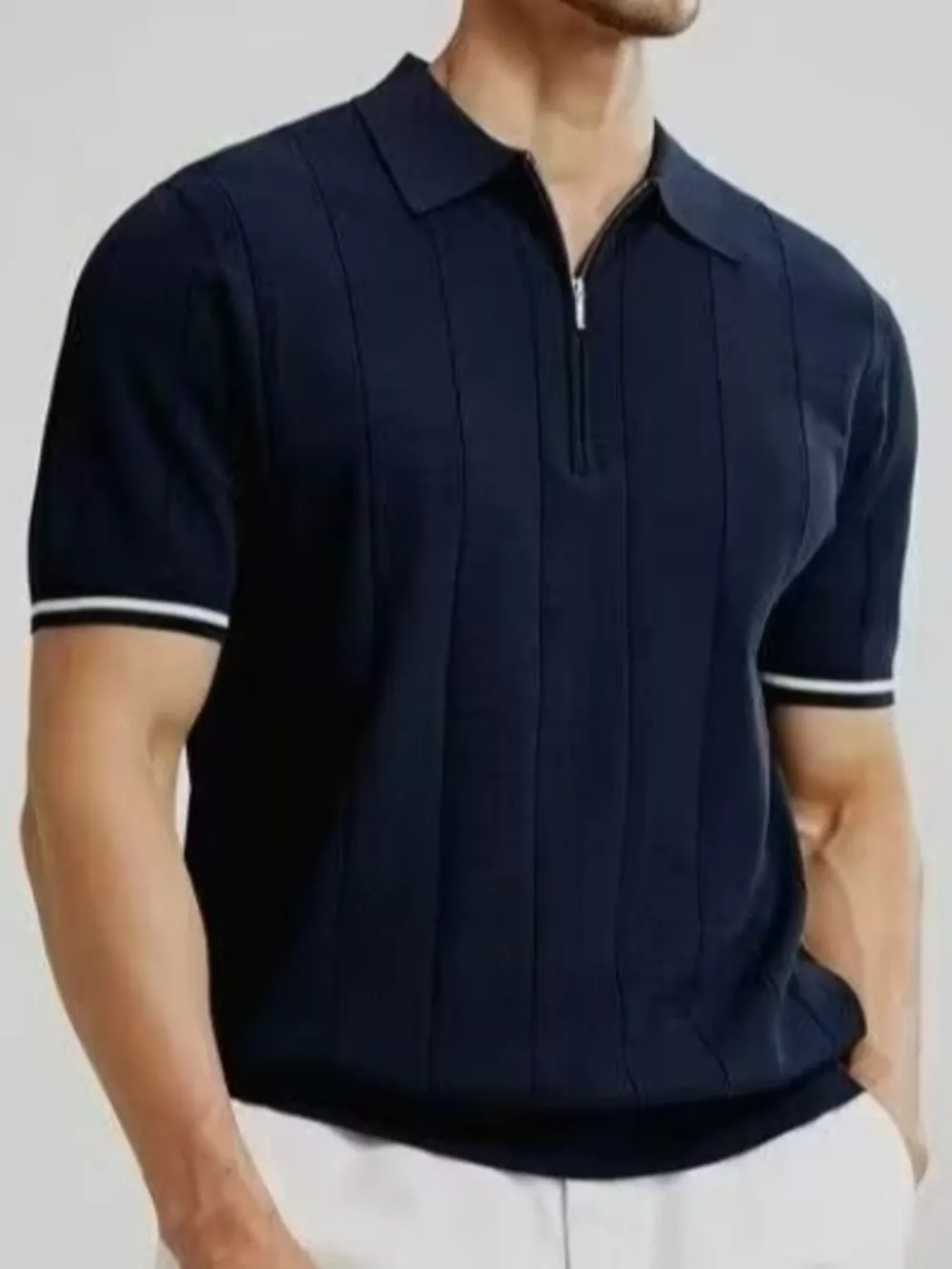 Men's Plus Size Modern Fit Zip-Up Polo Shirt, image 2