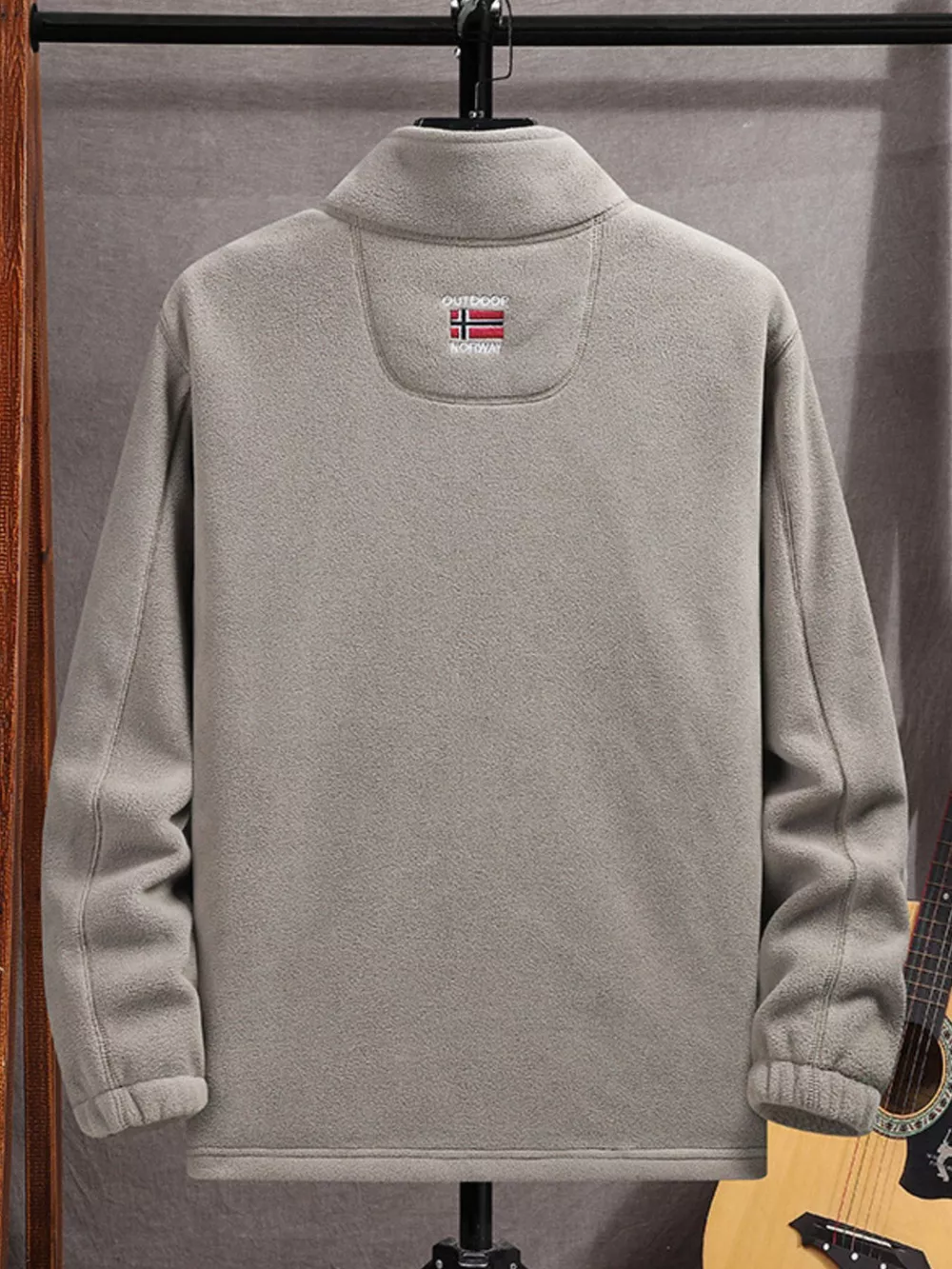 Men's Full Size Zip Up Long Sleeve Fleece Jacket Plus Size, image 5