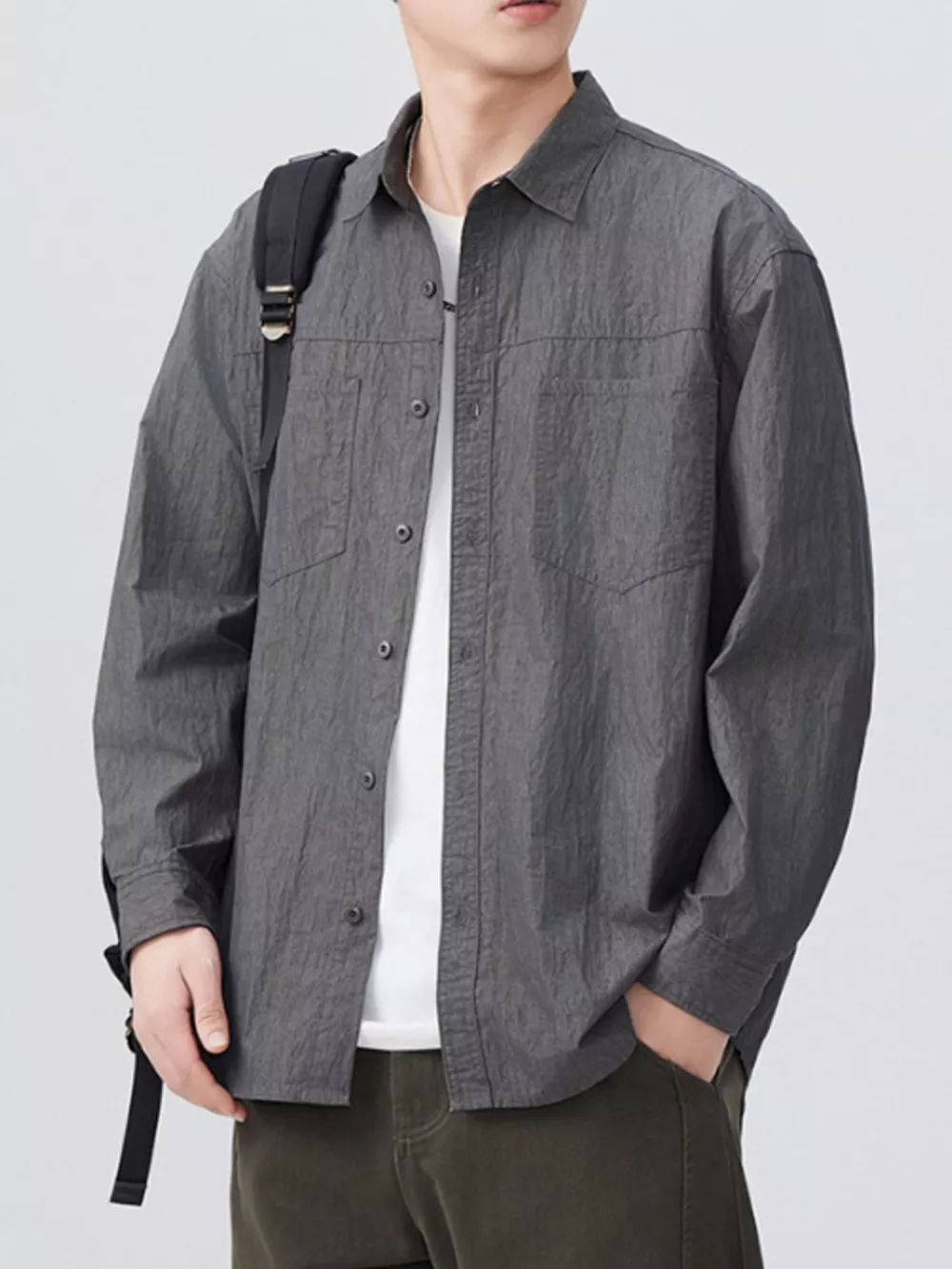Men's Plus Size Button Up Long Sleeve Shirt
