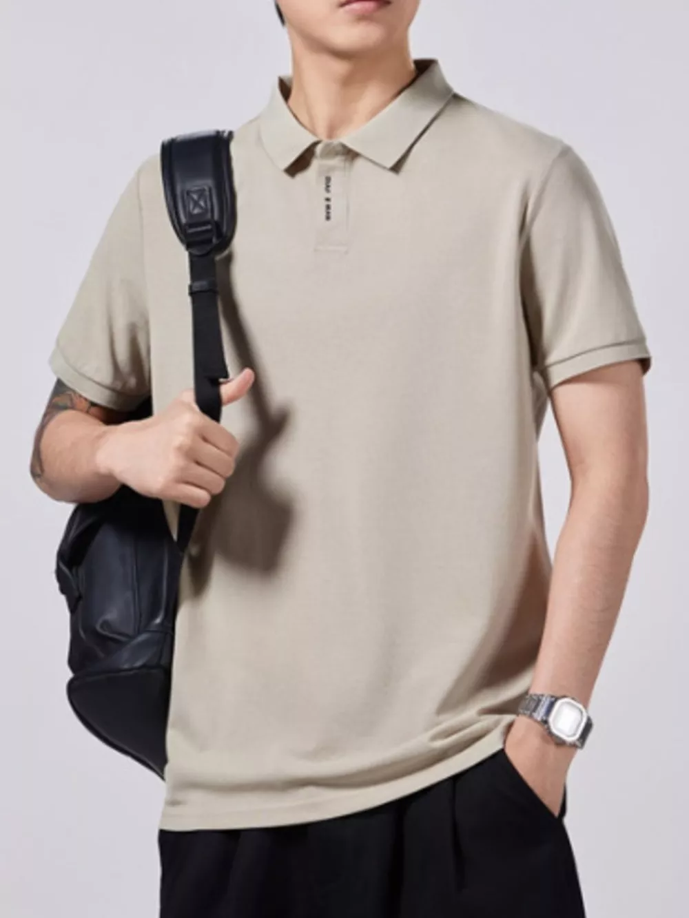 Men's Plus Size Collared Neck Short Sleeve Polo
