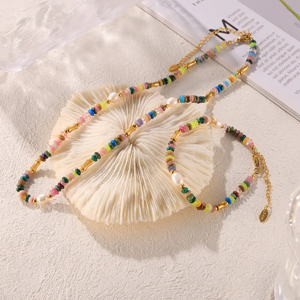 Bohemian Natural Stone Pearl Beaded Jewelry Set, image 4