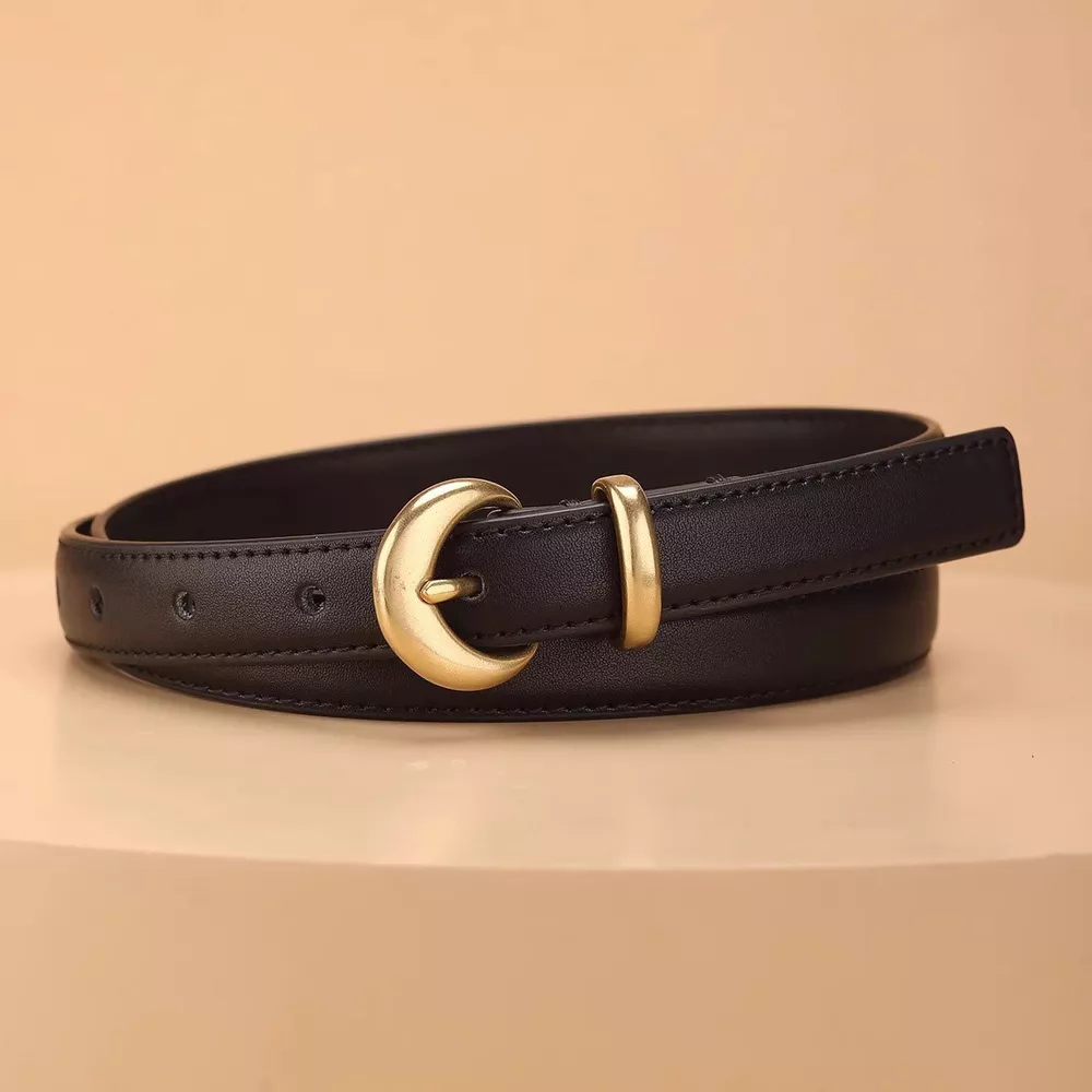 Crescent Buckle Leather Belt