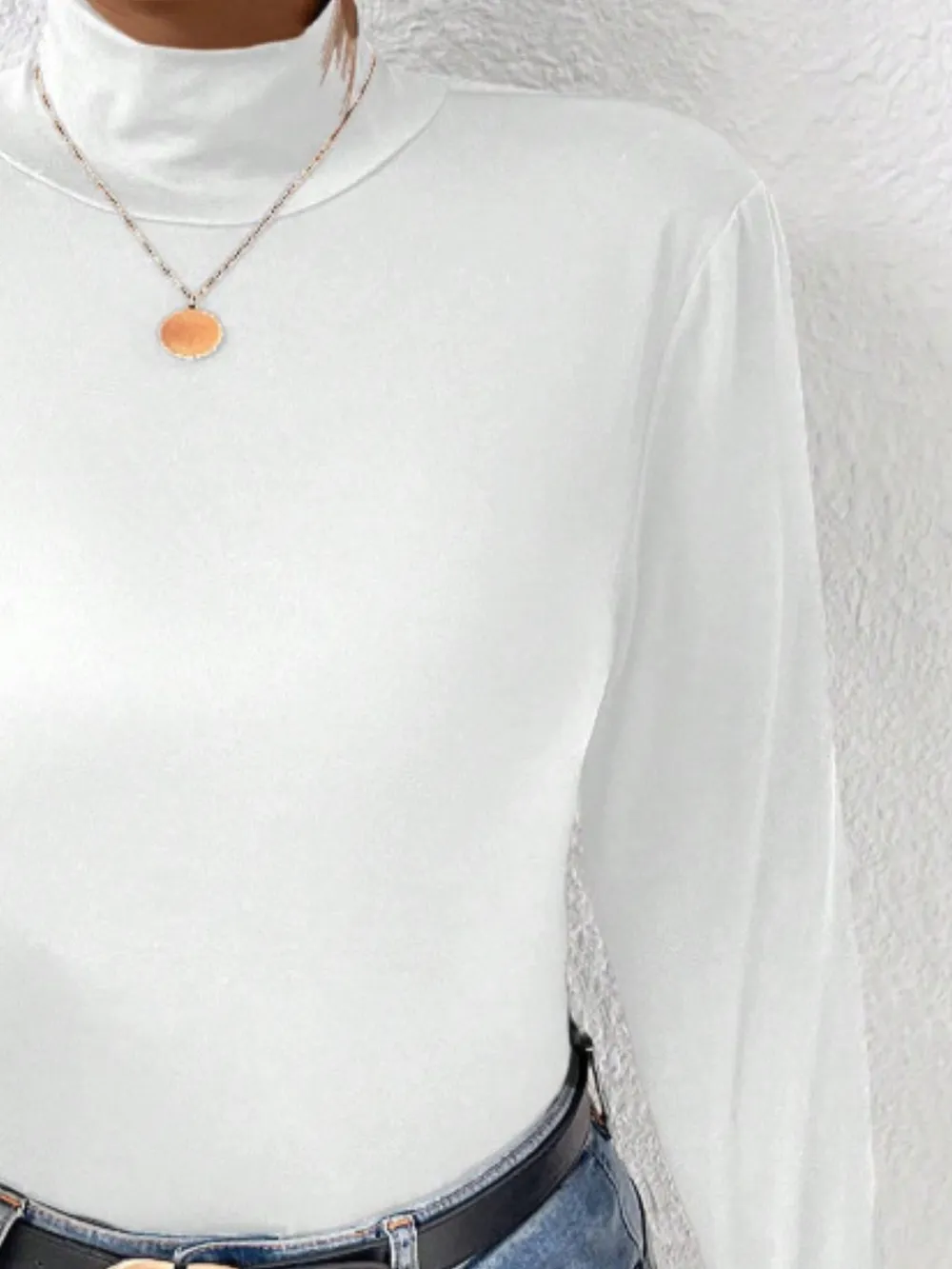 Plus Size Long Sleeve Fitted Turtleneck T-Shirt, image 6