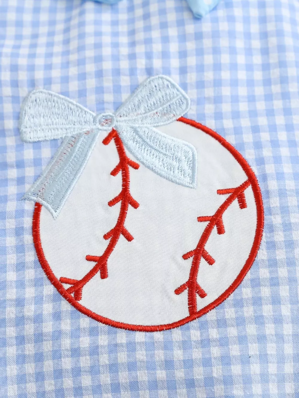 Children's Baseball Embroidered One-Piece with Bows, image 4