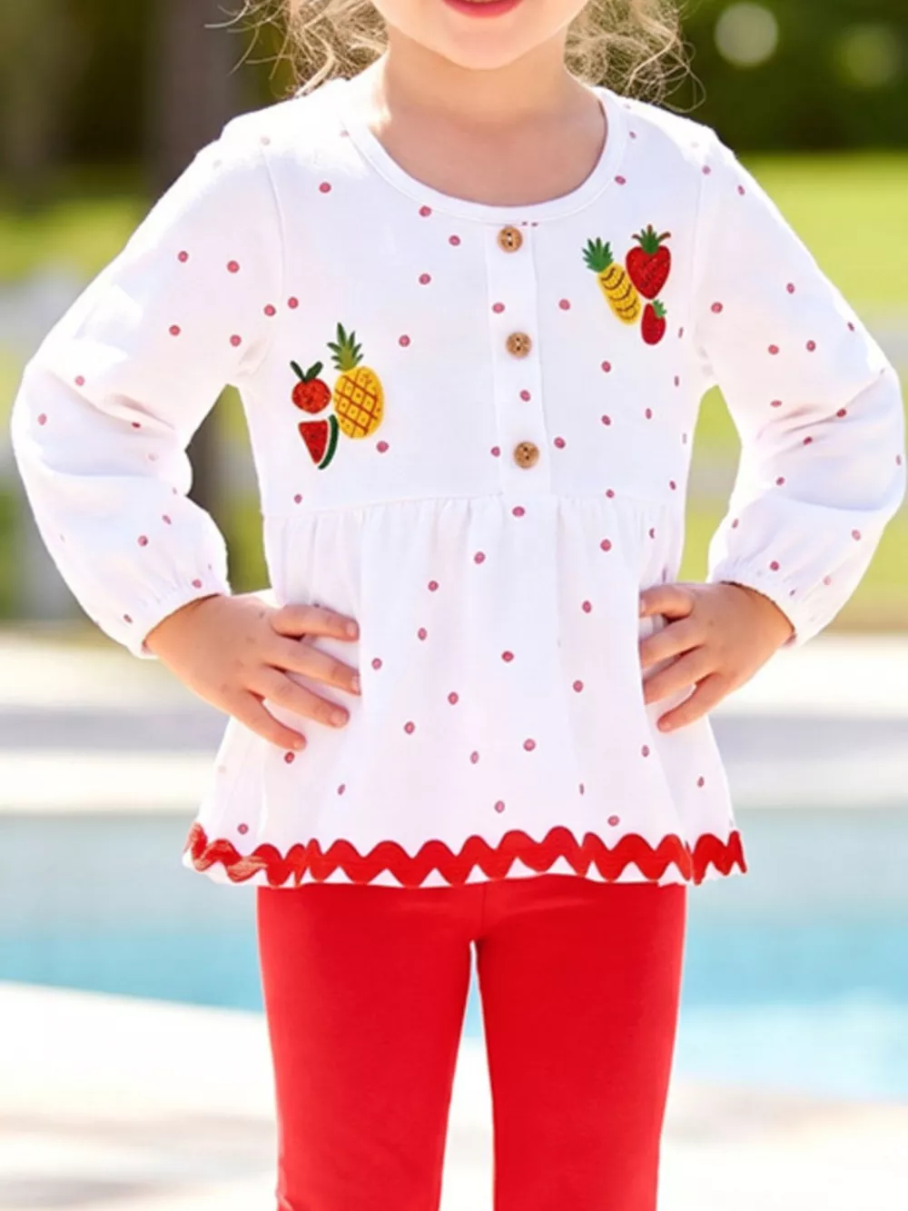Children's Fruit Peplum Top and Leggings Two-Piece Set, image 2