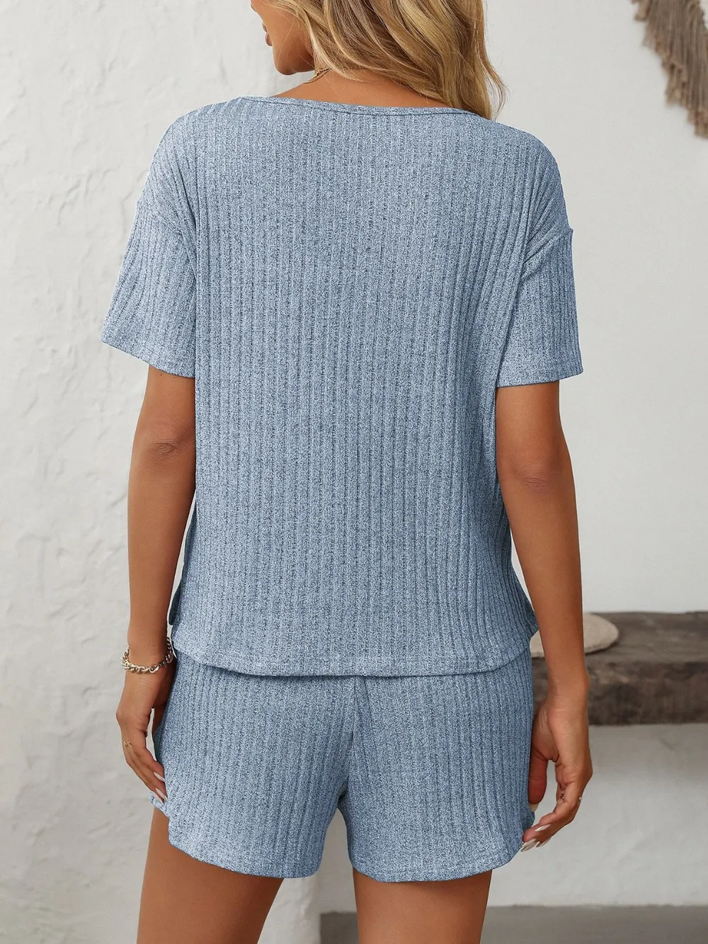 V-Neck Short Sleeve Top and Shorts Set, image 5