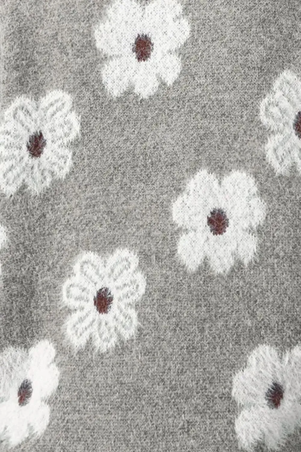 Flower Half Zip Long Sleeve Sweater, image 2
