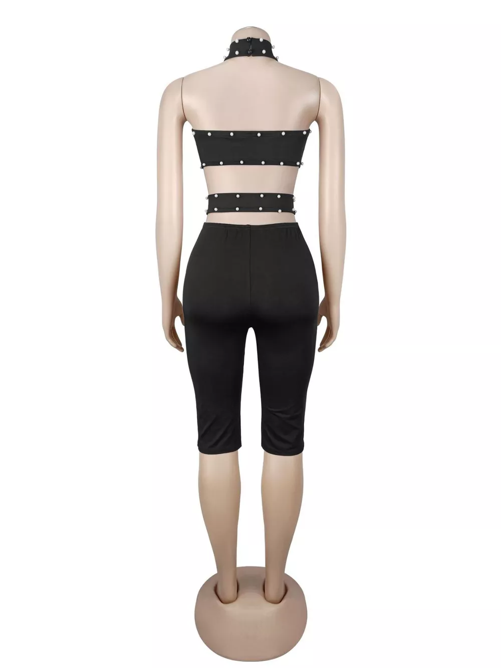 Studded Halter Cut-Out Romper, image 7